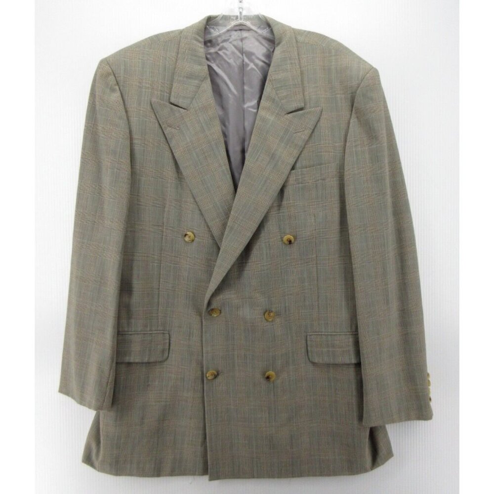 Hickey Freeman Sport Coat 44 L Saks Fifth Avenue Double Breasted VGT